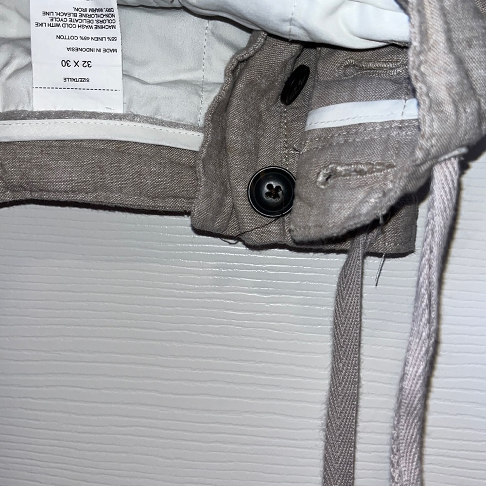 Perry Ellis Men’s Pants 32x30 Linen Crème Tan Tapered Slim Fit Old Money - Picture 5 of 6